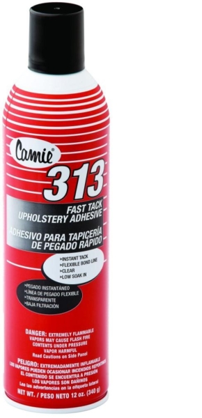 Camie 313, Foam glue Upholstery Adhesive, 12 oz can, Clear color, Instant  Tack, Flaxible bond line, Low Soak in